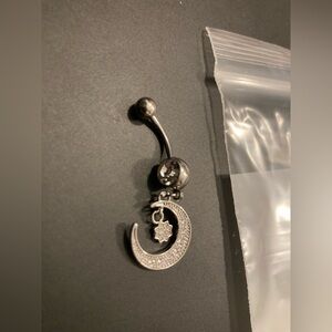 4/$25 Belly button ring.crescent moon design & dangle style. New in bag